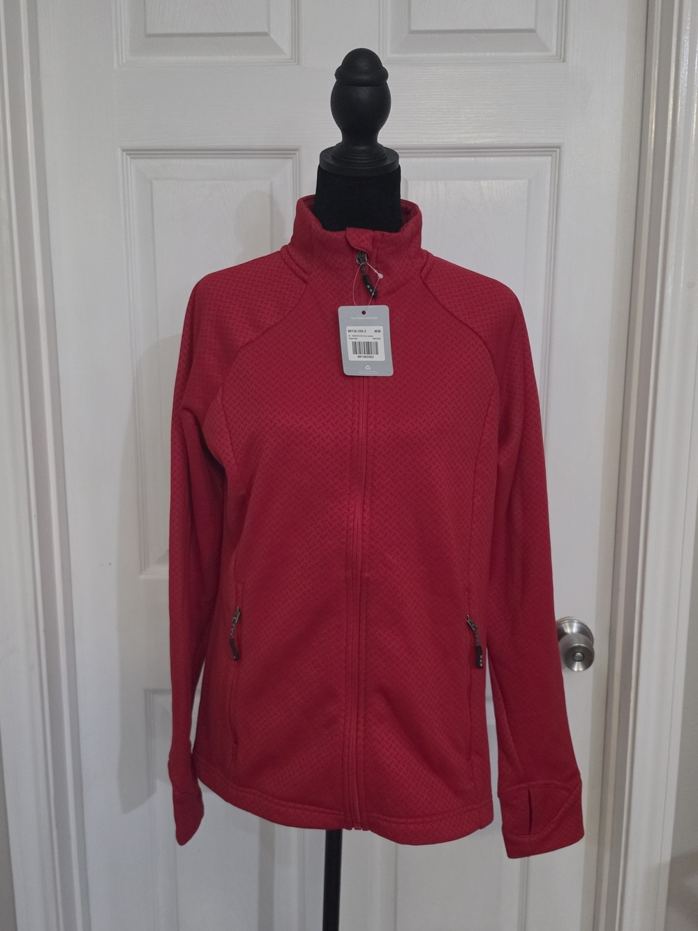 NWT -Woman's Elevate Medium Red Full‑Zip Utility Jacket with Stand Collar